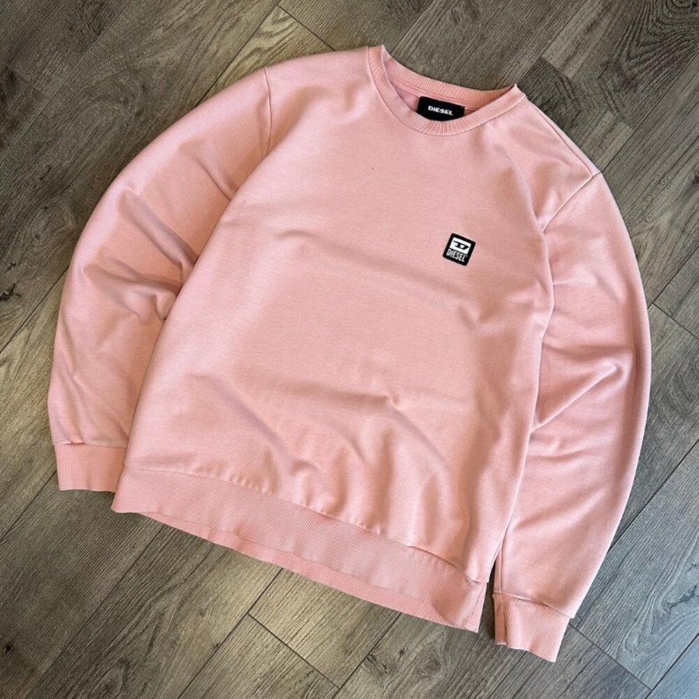 Diesel Small Patch Logo Men's Pink Crewneck Sweatshirt - Size XL